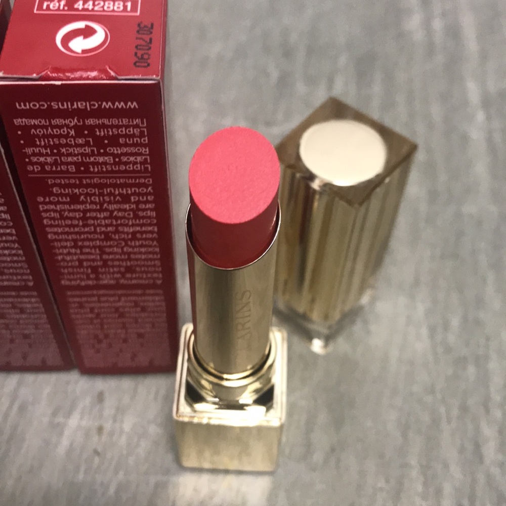 Clarins Rouge Eclat Contour Satin Finish Age Defying Lipstick #8 Coral Pink - Picture 6 of 6